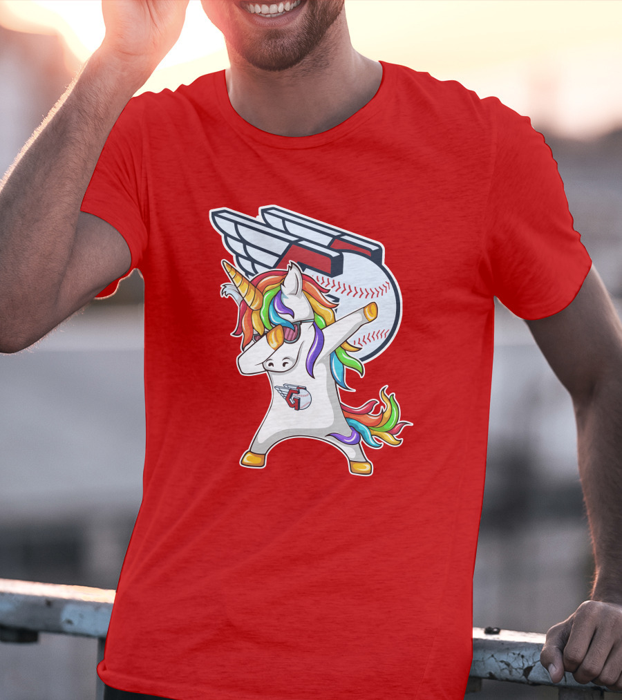 Cleveland Guardians Baseball Unicorn Dabbing With Winged Ball T-Shirt