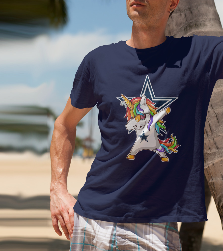 Dallas Cowboys Unicorn Dabbing Star Rainbow T-Shirt