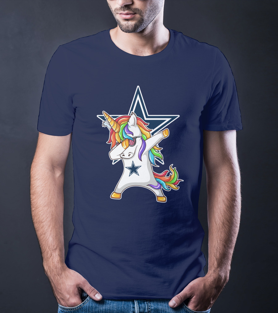 Dallas Cowboys Unicorn Dabbing Star Rainbow T-Shirt