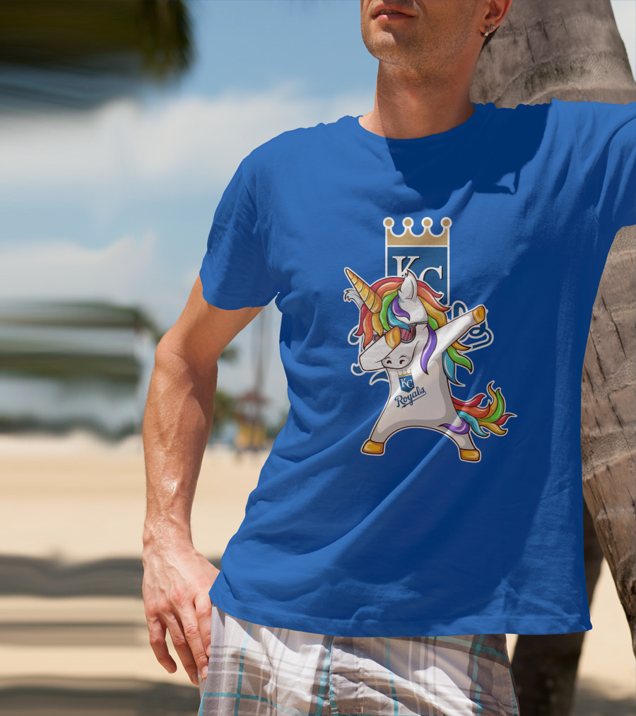 KC Royals Unicorn Dabbing With Rainbow Mane T-Shirt