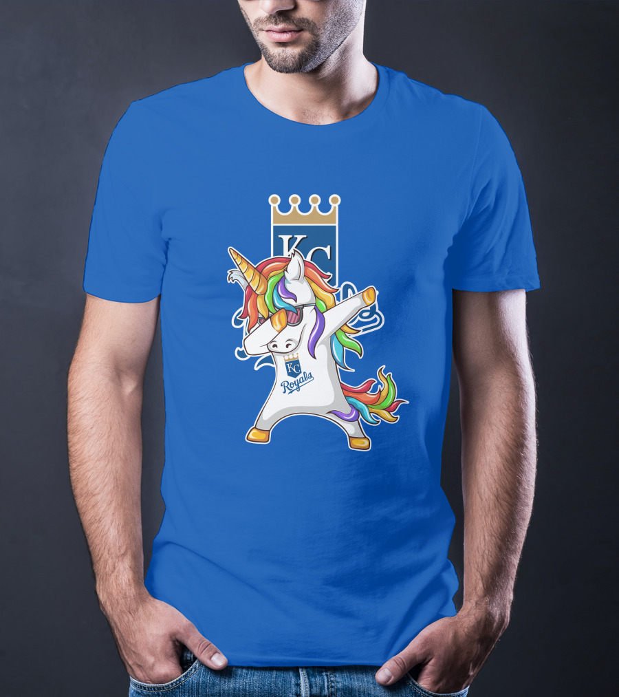 KC Royals Unicorn Dabbing With Rainbow Mane T-Shirt