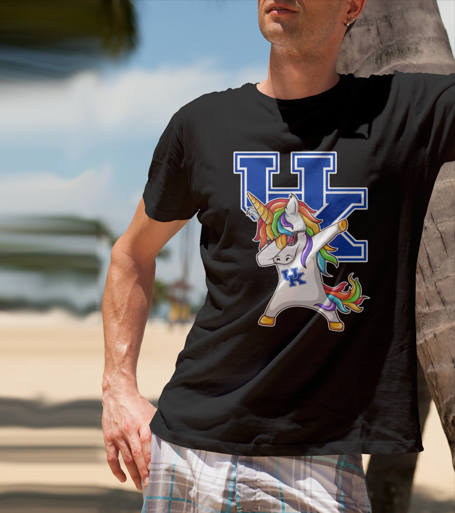 Kentucky Wildcats Unicorn Dabbing UK Logo Rainbow Mane T-Shirt