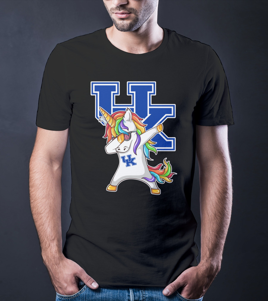 Kentucky Wildcats Unicorn Dabbing UK Logo Rainbow Mane T-Shirt