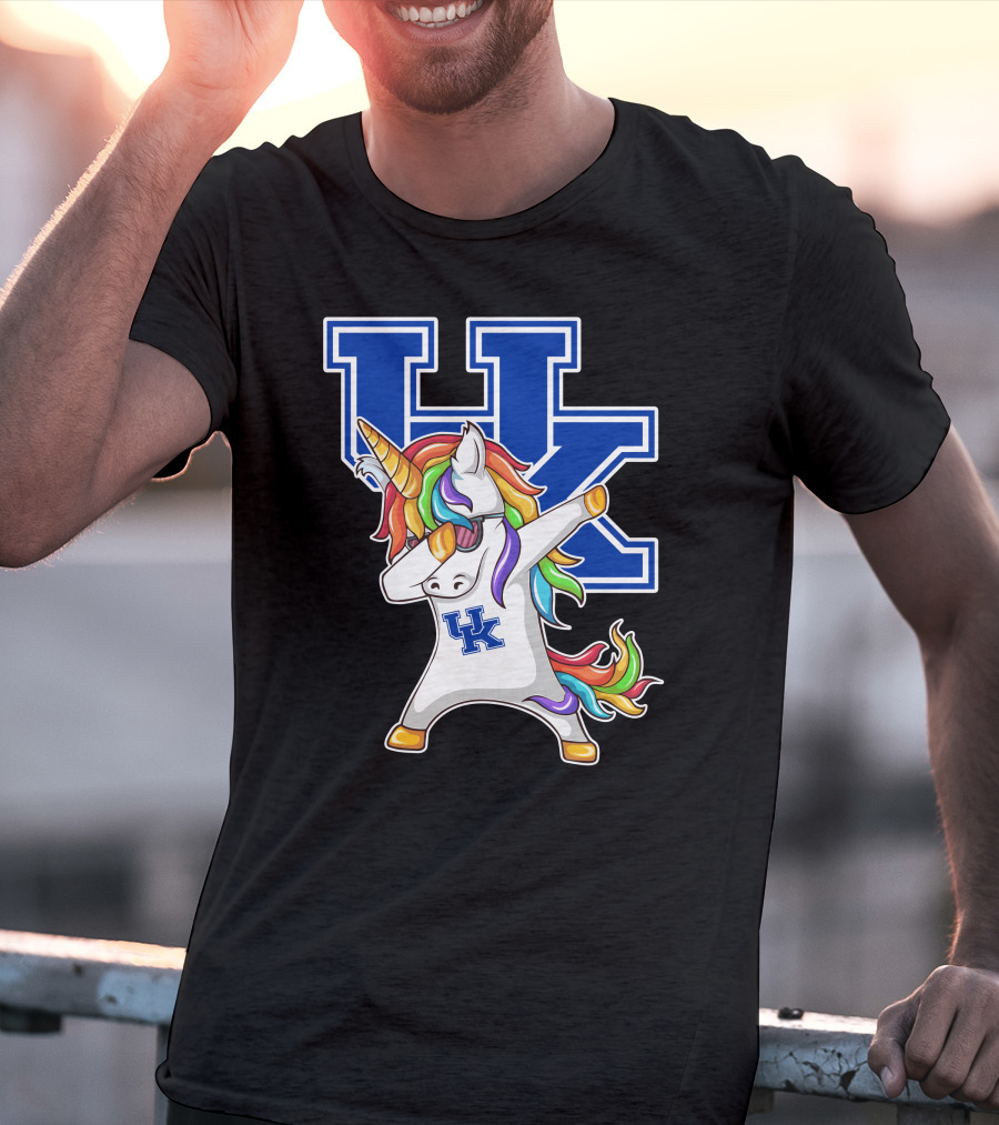 Kentucky Wildcats Unicorn Dabbing UK Logo Rainbow Mane T-Shirt