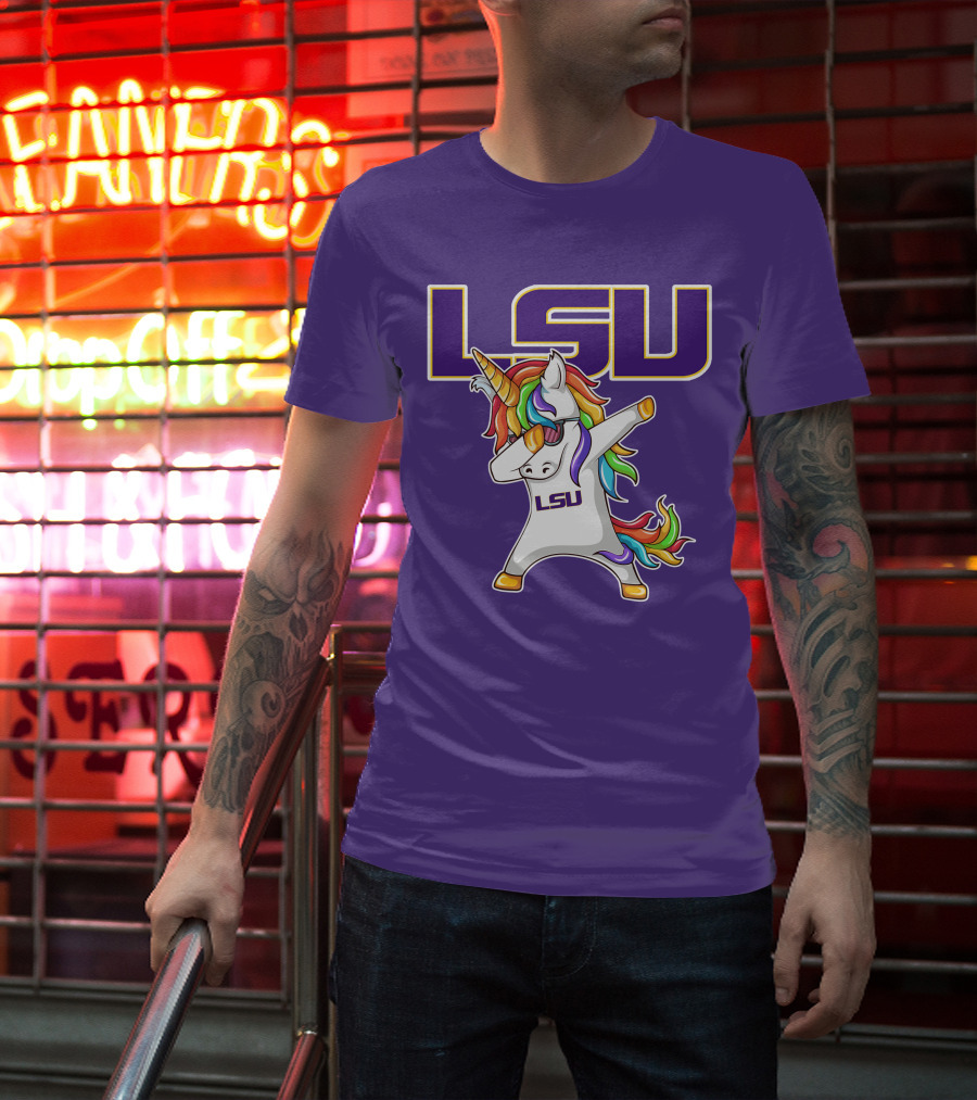 LSU Tigers Unicorn Dabbing Rainbow Mane T-Shirt