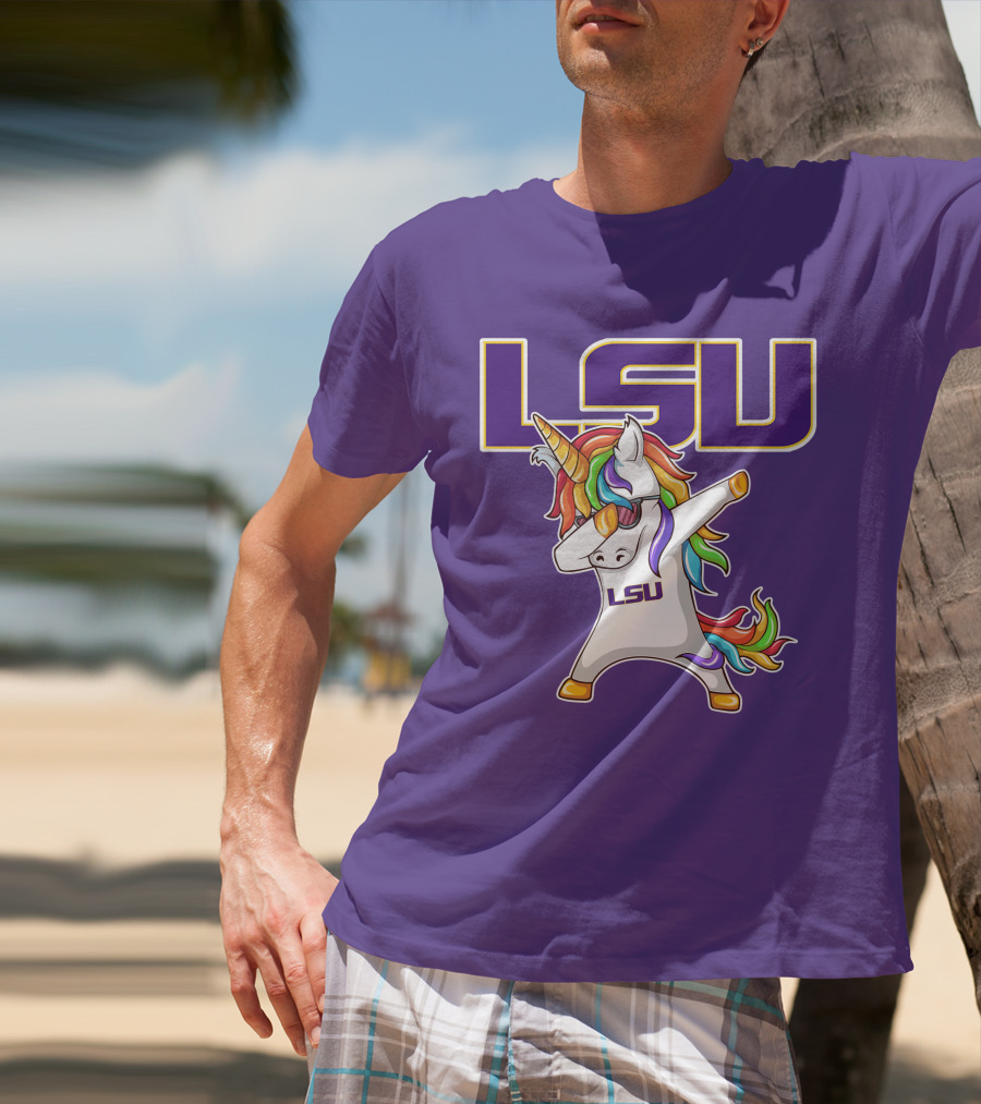 LSU Tigers Unicorn Dabbing Rainbow Mane T-Shirt