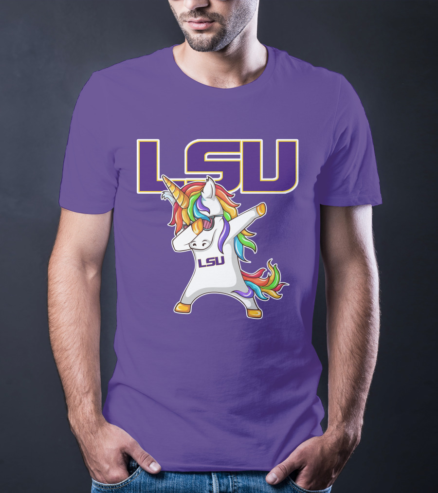 LSU Tigers Unicorn Dabbing Rainbow Mane T-Shirt
