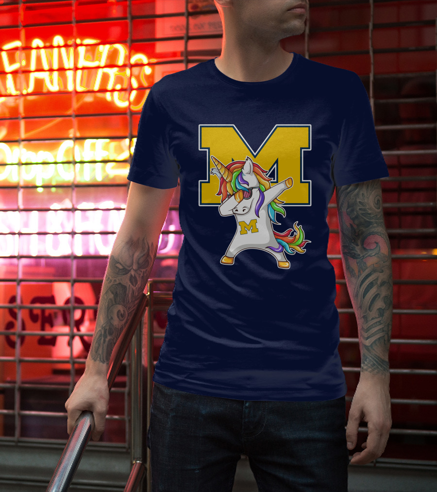 Michigan Wolverines Unicorn Dabbing M T-Shirt
