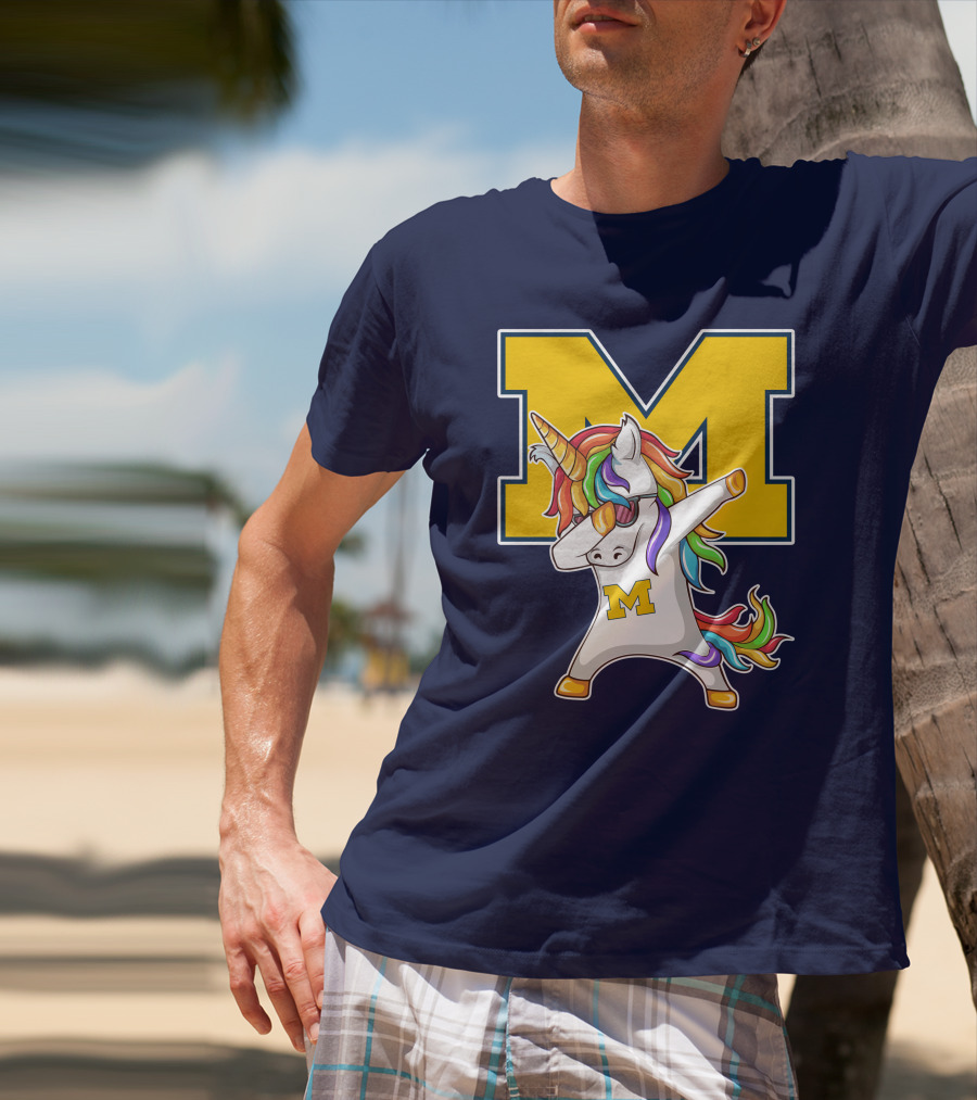 Michigan Wolverines Unicorn Dabbing M T-Shirt