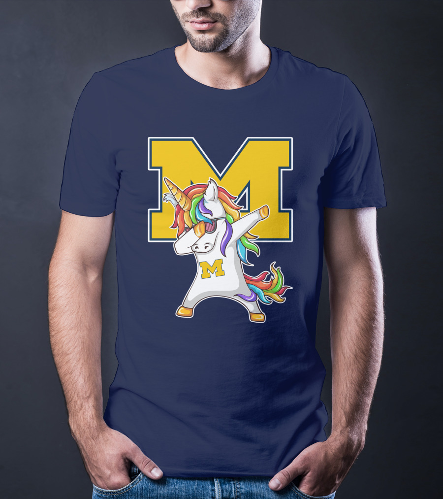 Michigan Wolverines Unicorn Dabbing M T-Shirt