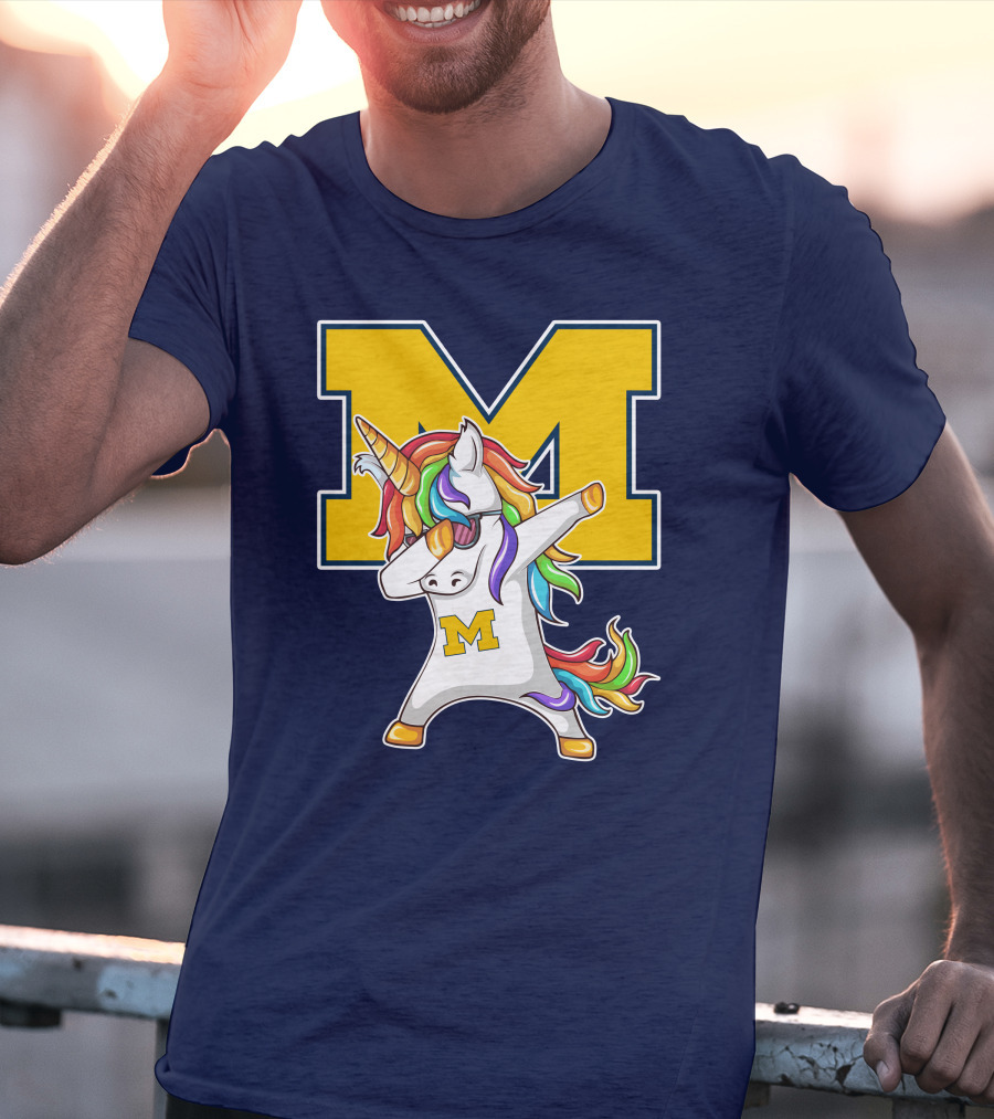Michigan Wolverines Unicorn Dabbing M T-Shirt