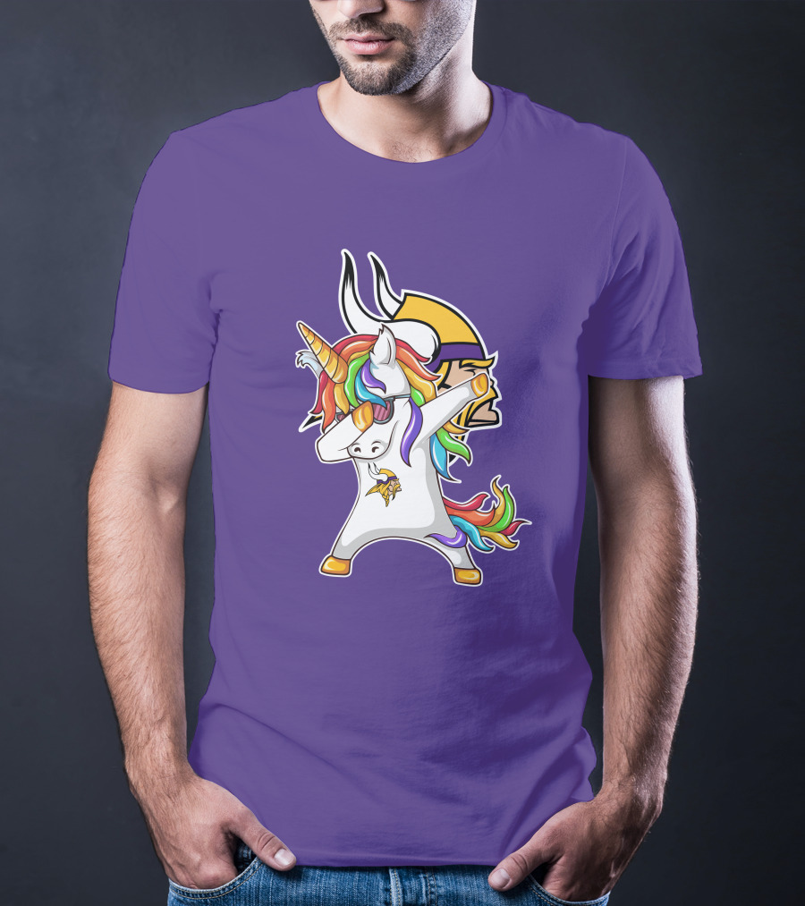 Minnesota Vikings Rainbow Unicorn Dabbing T-Shirt
