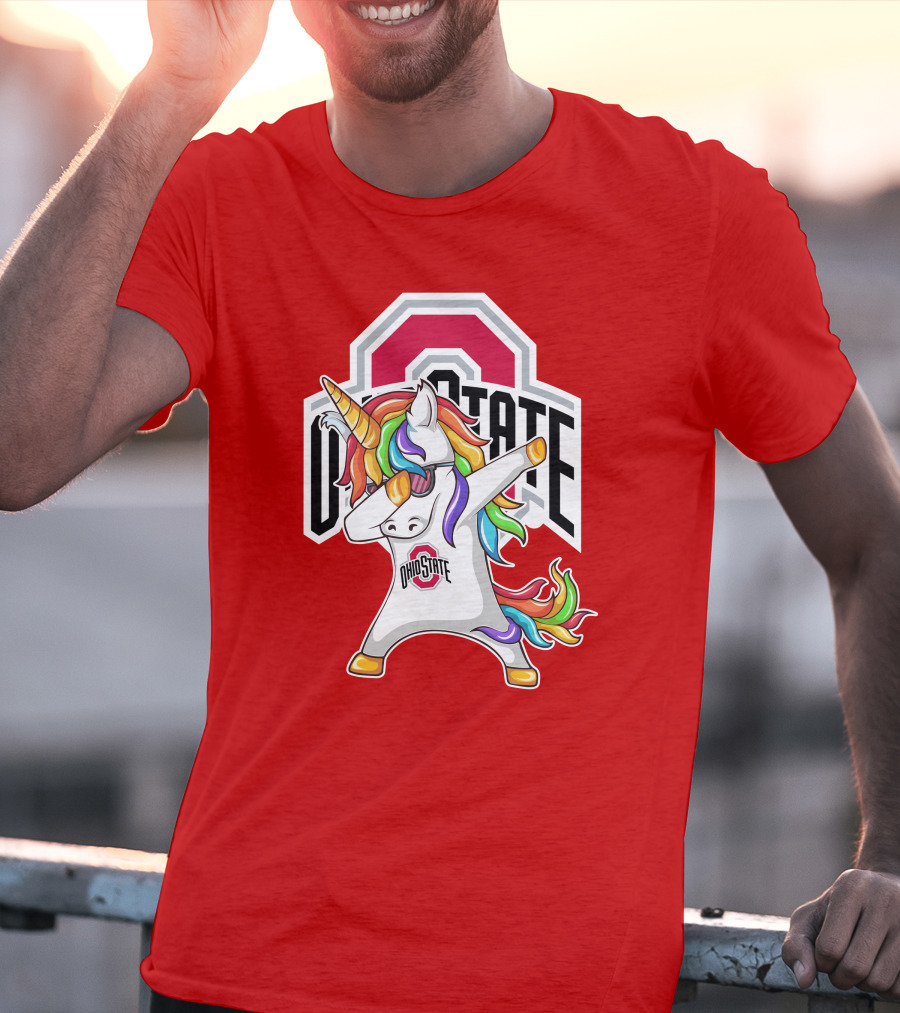 Ohio State Buckeyes Rainbow Unicorn Dabbing T-Shirt
