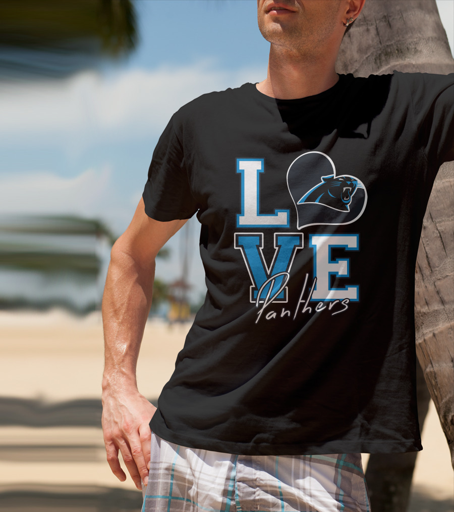 Love Panthers Heart T-Shirt