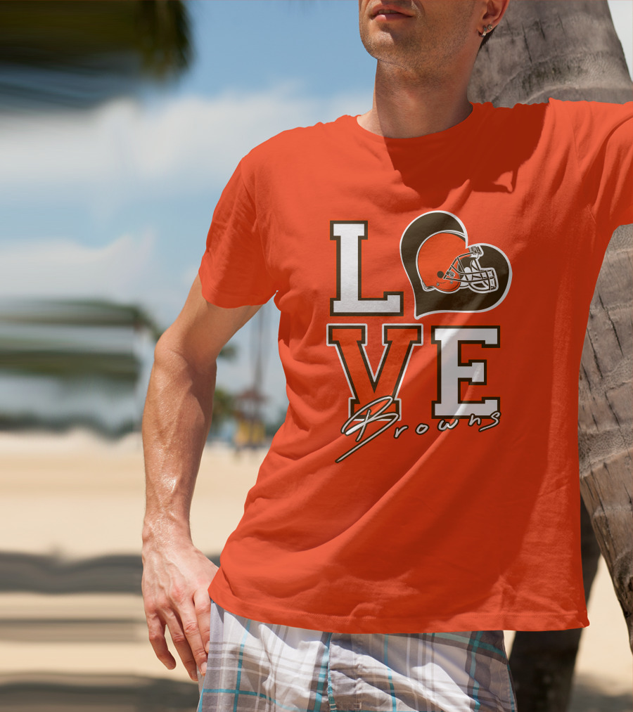 LOVE Browns Football Helmet Heart T-Shirt