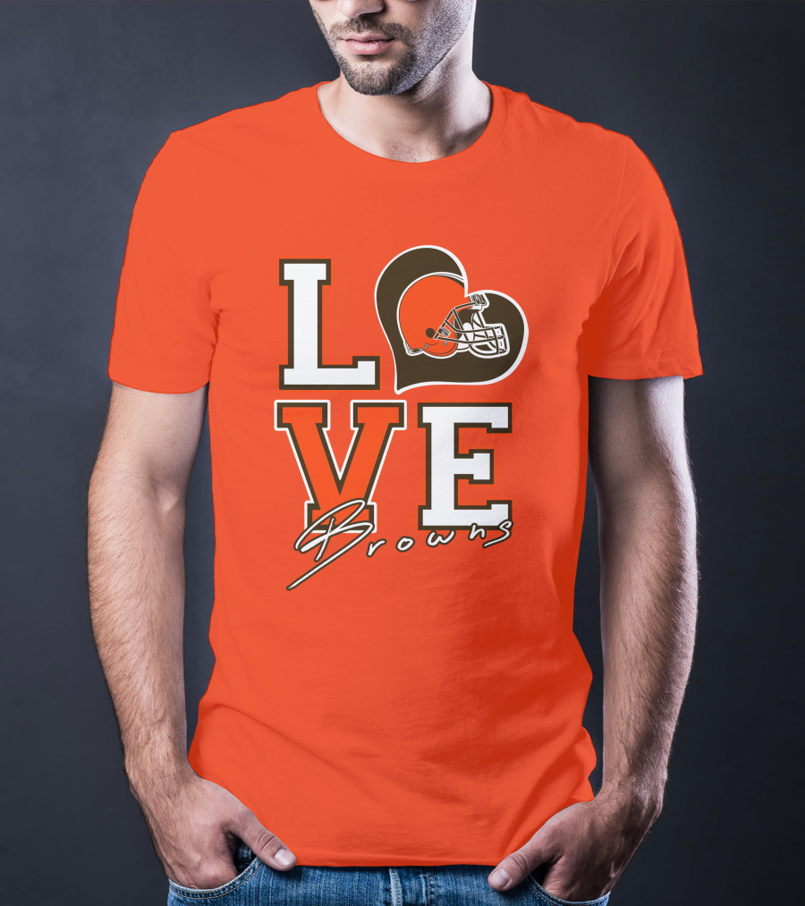 LOVE Browns Football Helmet Heart T-Shirt