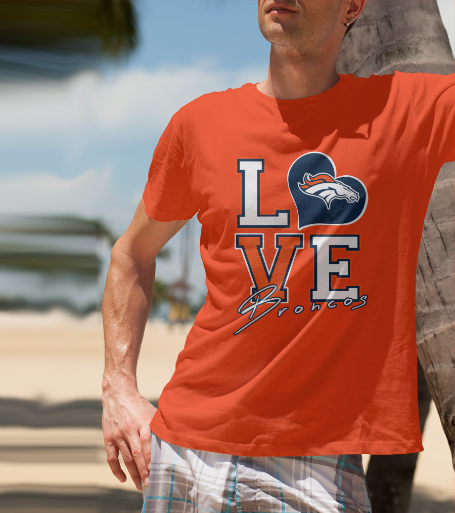 Love Broncos Denver Broncos Heart T-Shirt