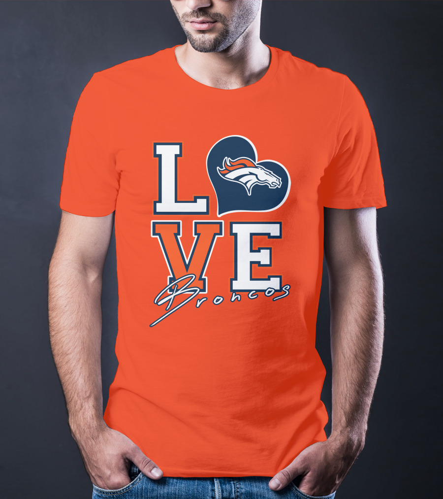 Love Broncos Denver Broncos Heart T-Shirt