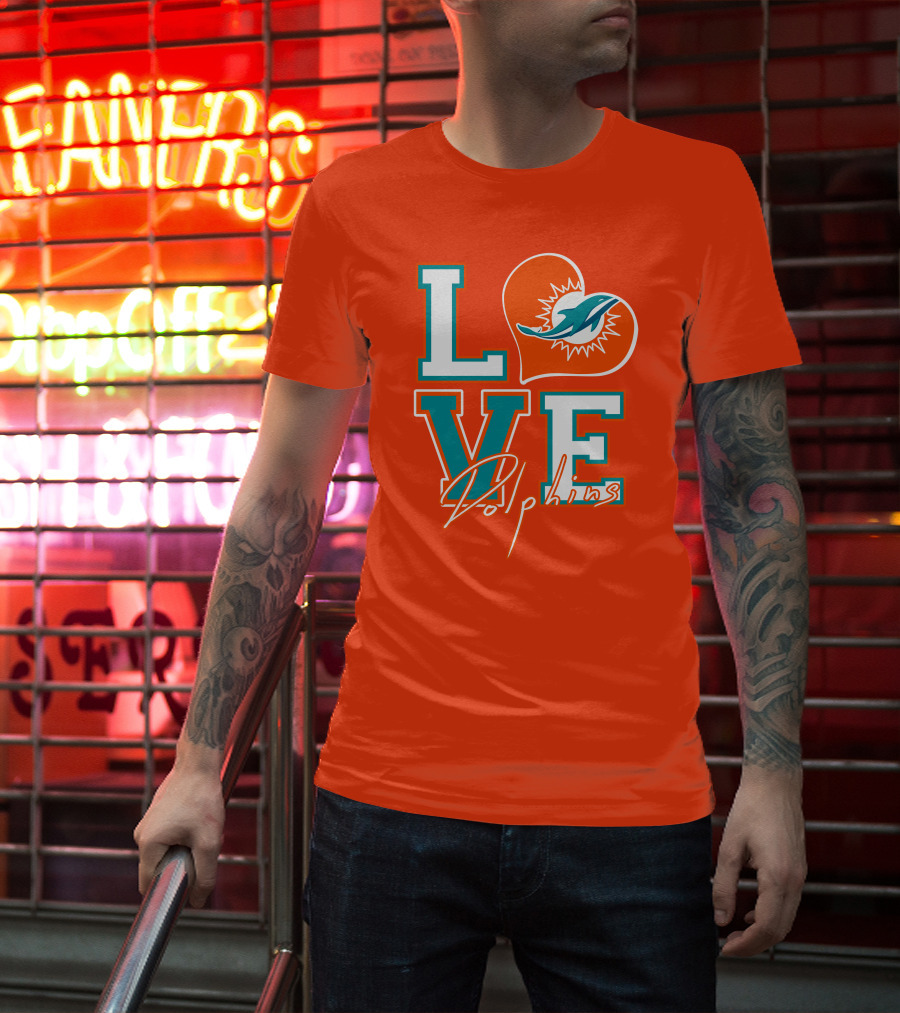 LOVE Dolphins Miami Heart T-Shirt