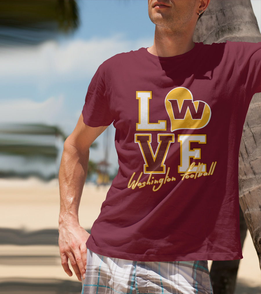 Washington Football Love W Heart T-Shirt