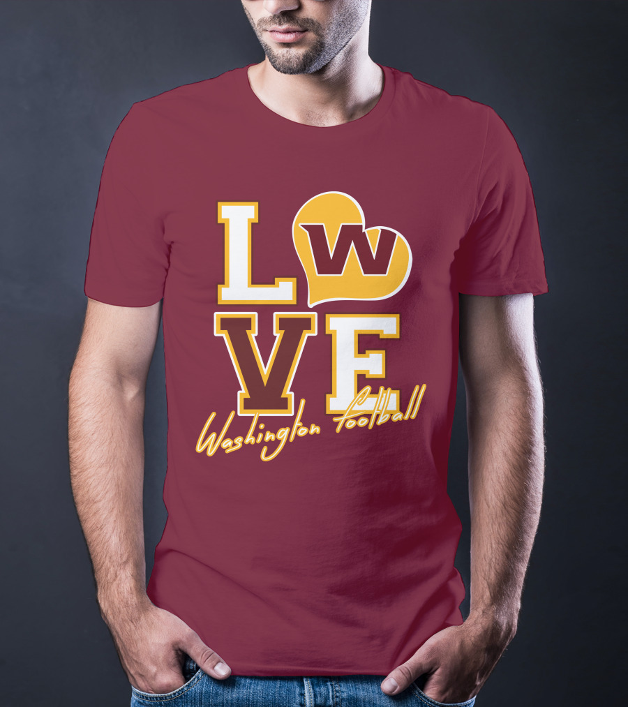 Washington Football Love W Heart T-Shirt