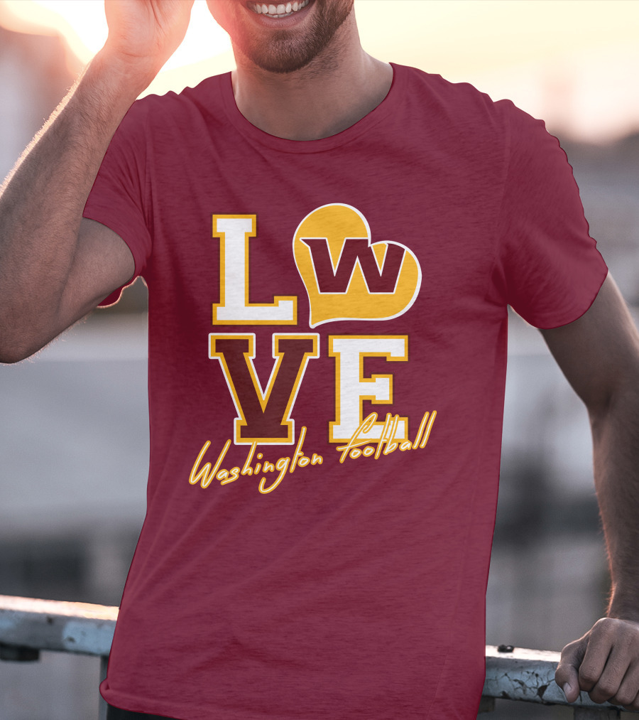 Washington Football Love W Heart T-Shirt
