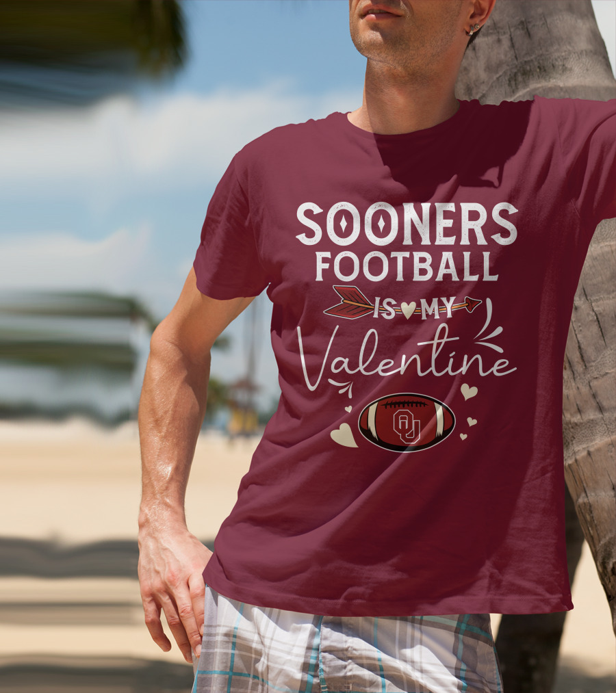 Sooners Football Is My Valentine OU Football Red Arrow And Hearts T-Shirt