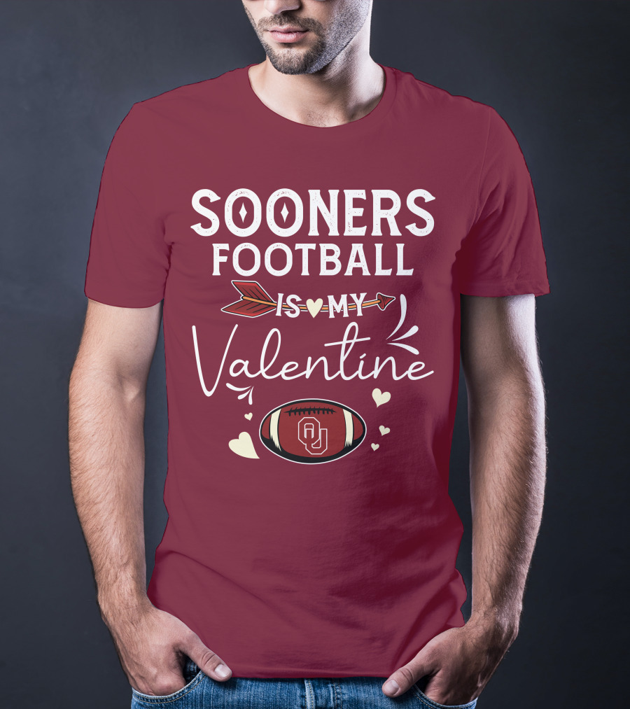 Sooners Football Is My Valentine OU Football Red Arrow And Hearts T-Shirt