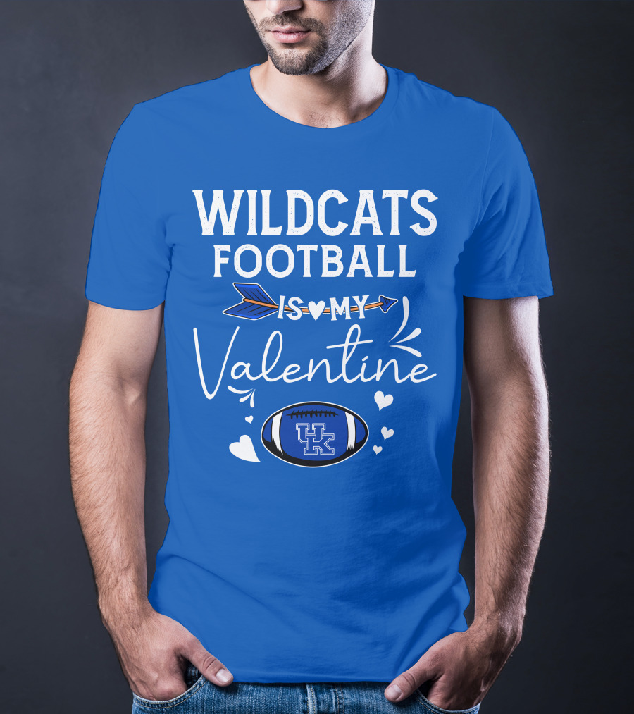 Wildcats Football Is My Valentine UK Football Heart Arrow T-Shirt