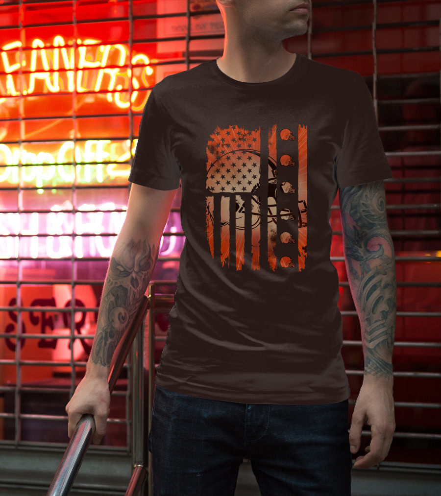 Cleveland Browns Helmet American Flag Edition T-Shirt