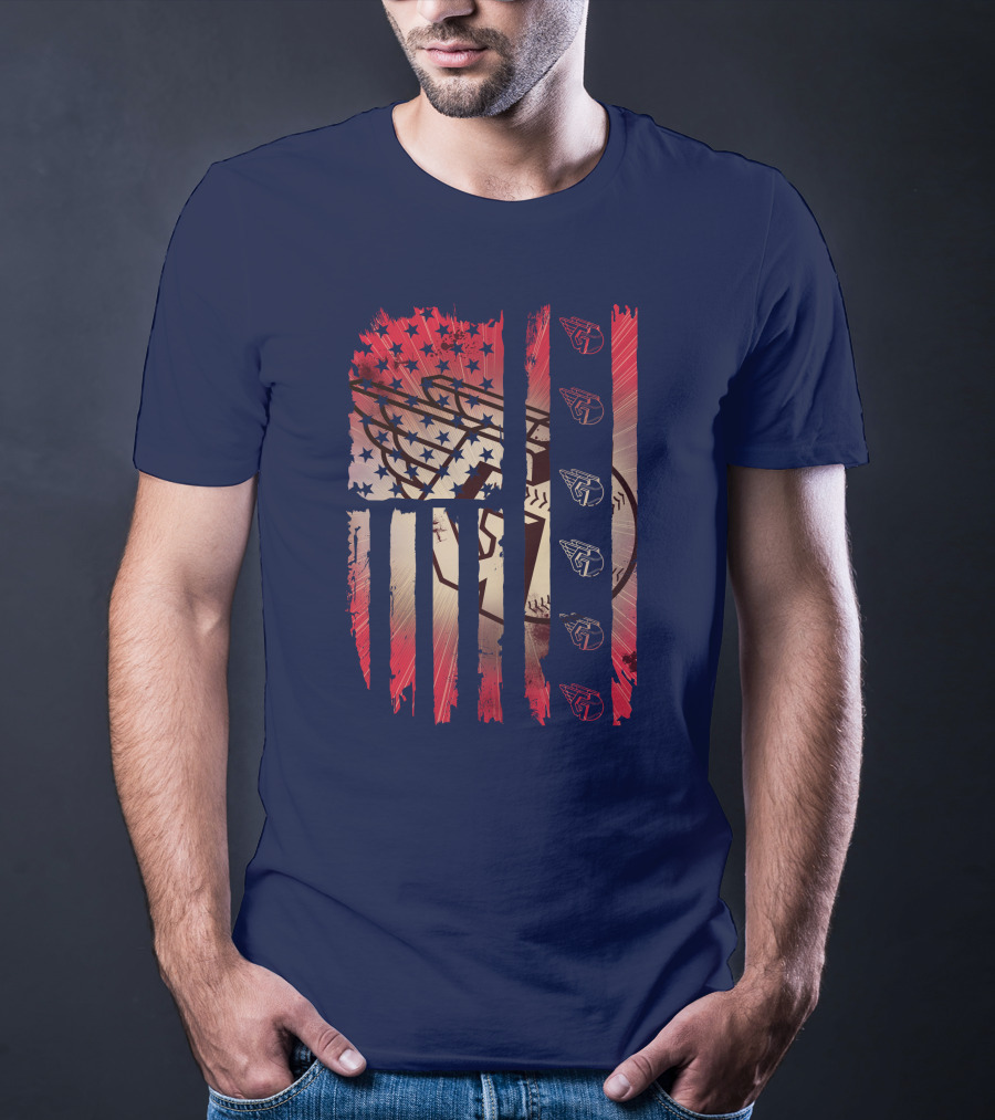 Cleveland Guardians American Flag Stripes Stars Baseball T-Shirt