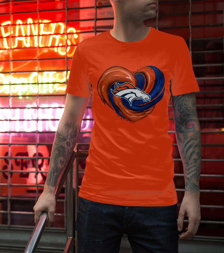 Denver Broncos Heart Logo Swirl T-Shirt
