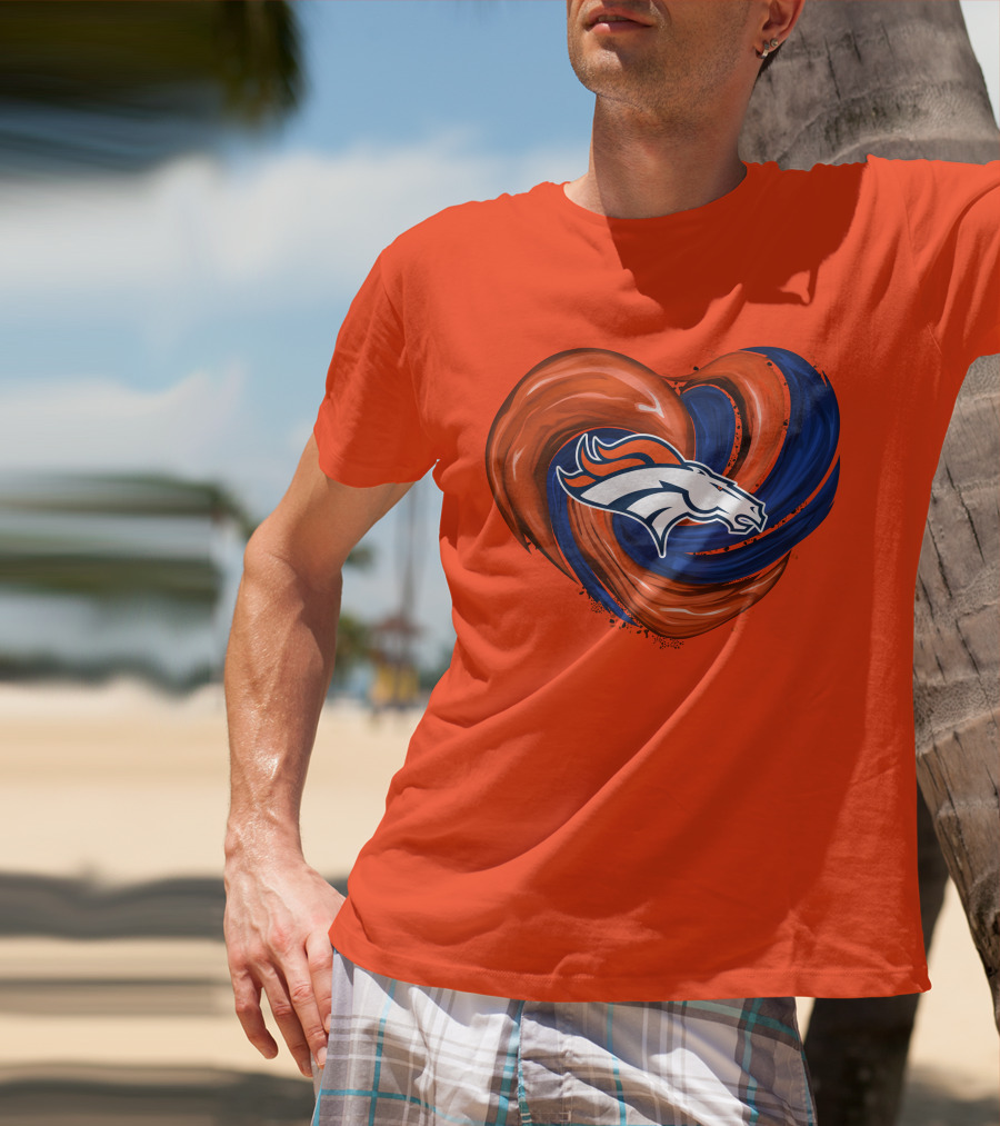 Denver Broncos Heart Logo Swirl T-Shirt