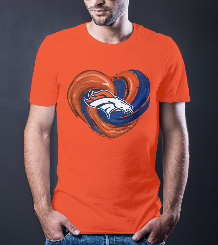 Denver Broncos Heart Logo Swirl T-Shirt