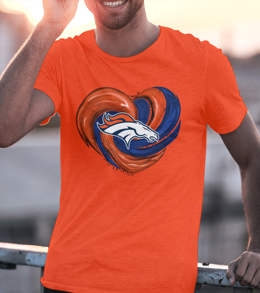 Denver Broncos Heart Logo Swirl T-Shirt