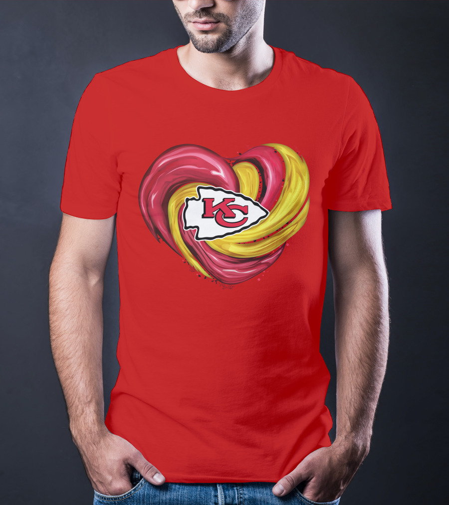 Kansas City Chiefs Heart KC Tornado Colors T-Shirt