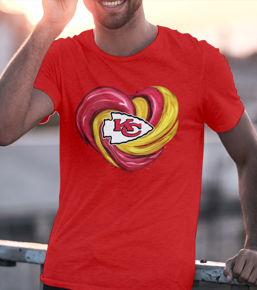 Kansas City Chiefs Heart KC Tornado Colors T-Shirt