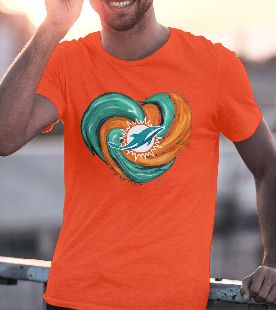 Miami Dolphins Heart Tornado Fan T-Shirt