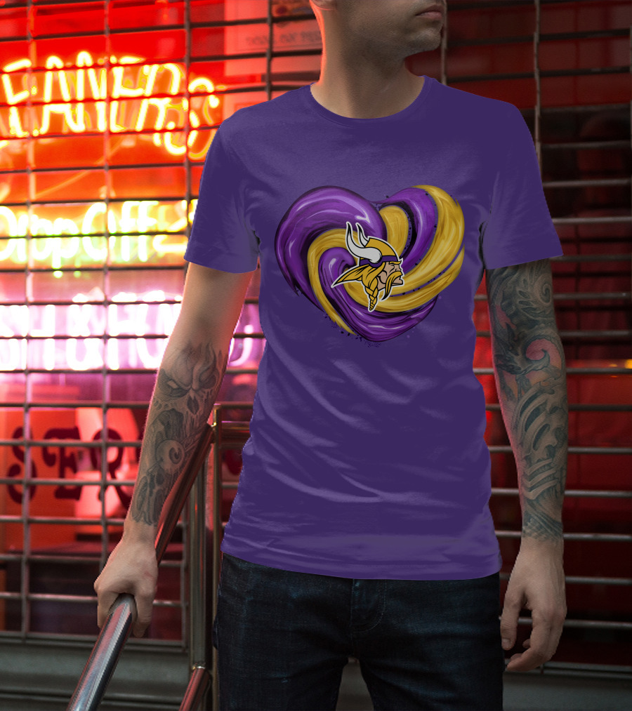 Minnesota Vikings Heart Swirl Viking Helmet T-Shirt