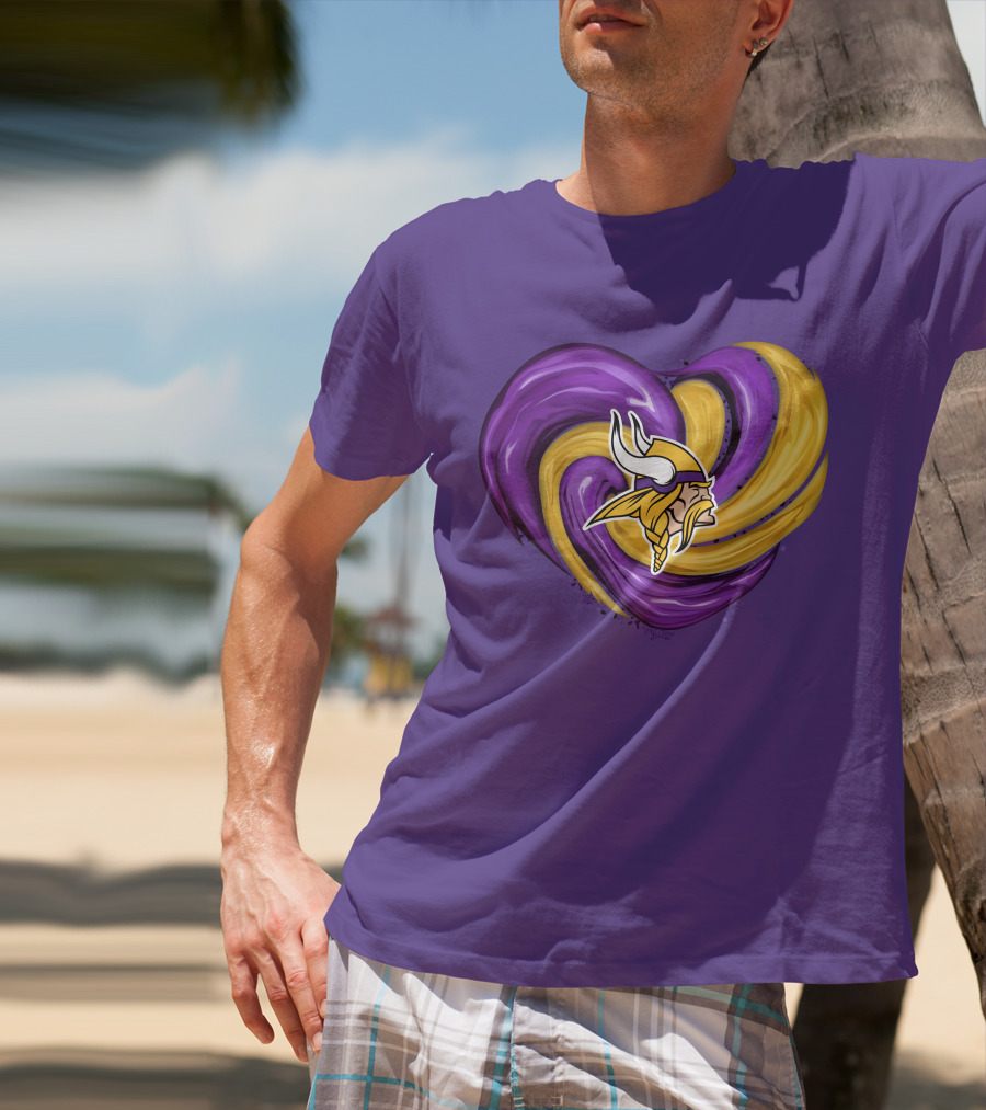 Minnesota Vikings Heart Swirl Viking Helmet T-Shirt