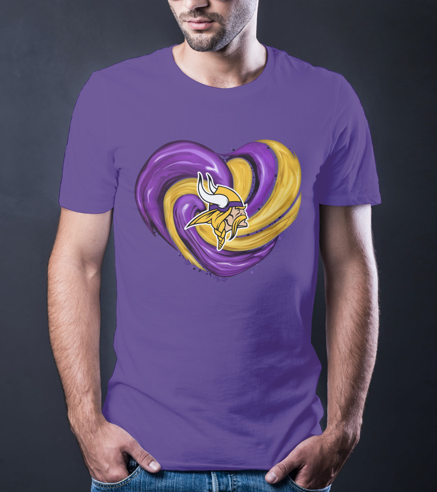 Minnesota Vikings Heart Swirl Viking Helmet T-Shirt