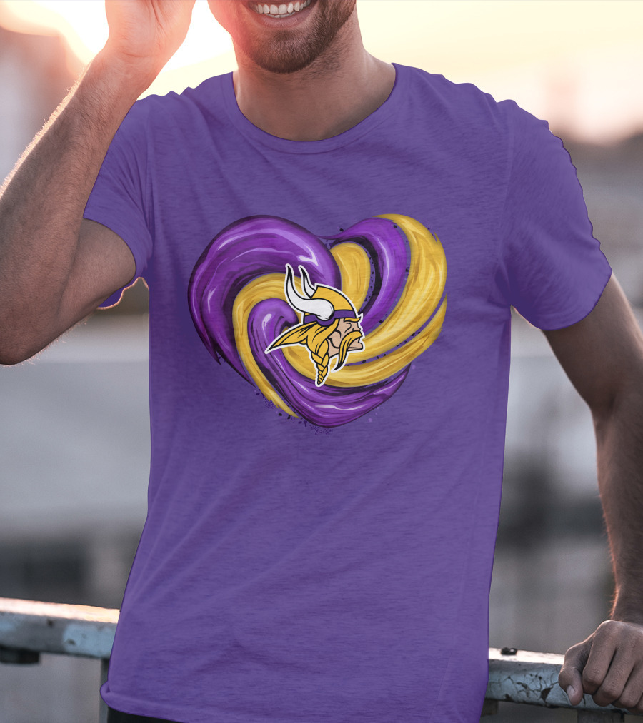 Minnesota Vikings Heart Swirl Viking Helmet T-Shirt
