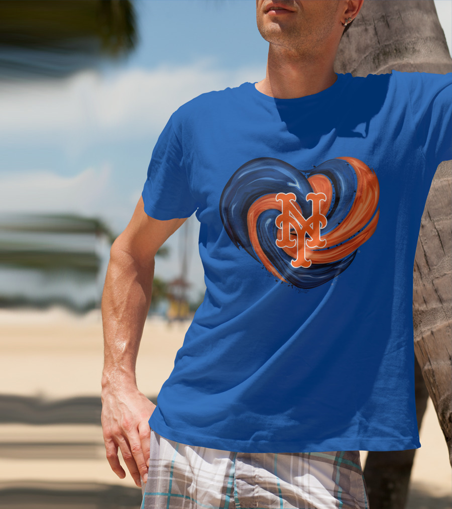 New York Mets Heart Swirl Icon Emblem T-Shirt
