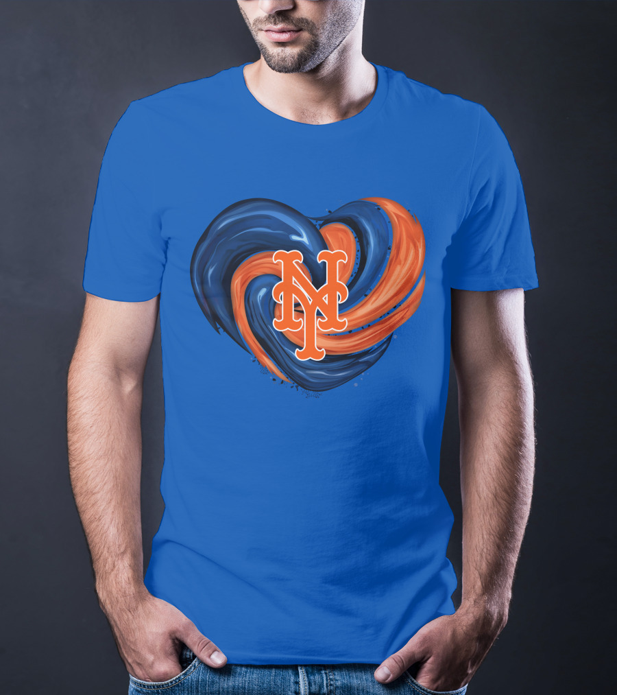New York Mets Heart Swirl Icon Emblem T-Shirt
