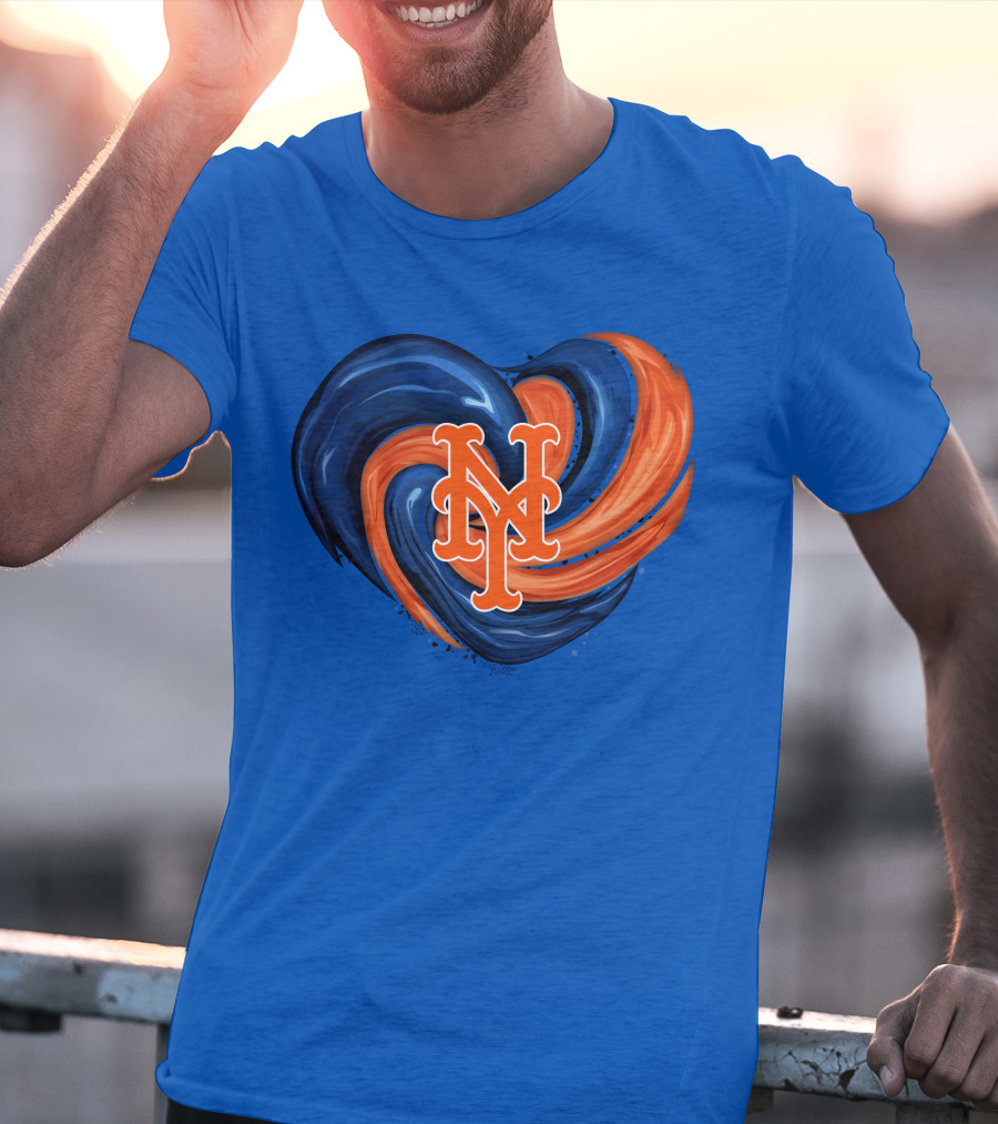 New York Mets Heart Swirl Icon Emblem T-Shirt