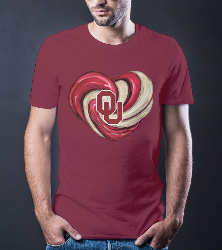 OU Red Gold Heart Tornado T-Shirt