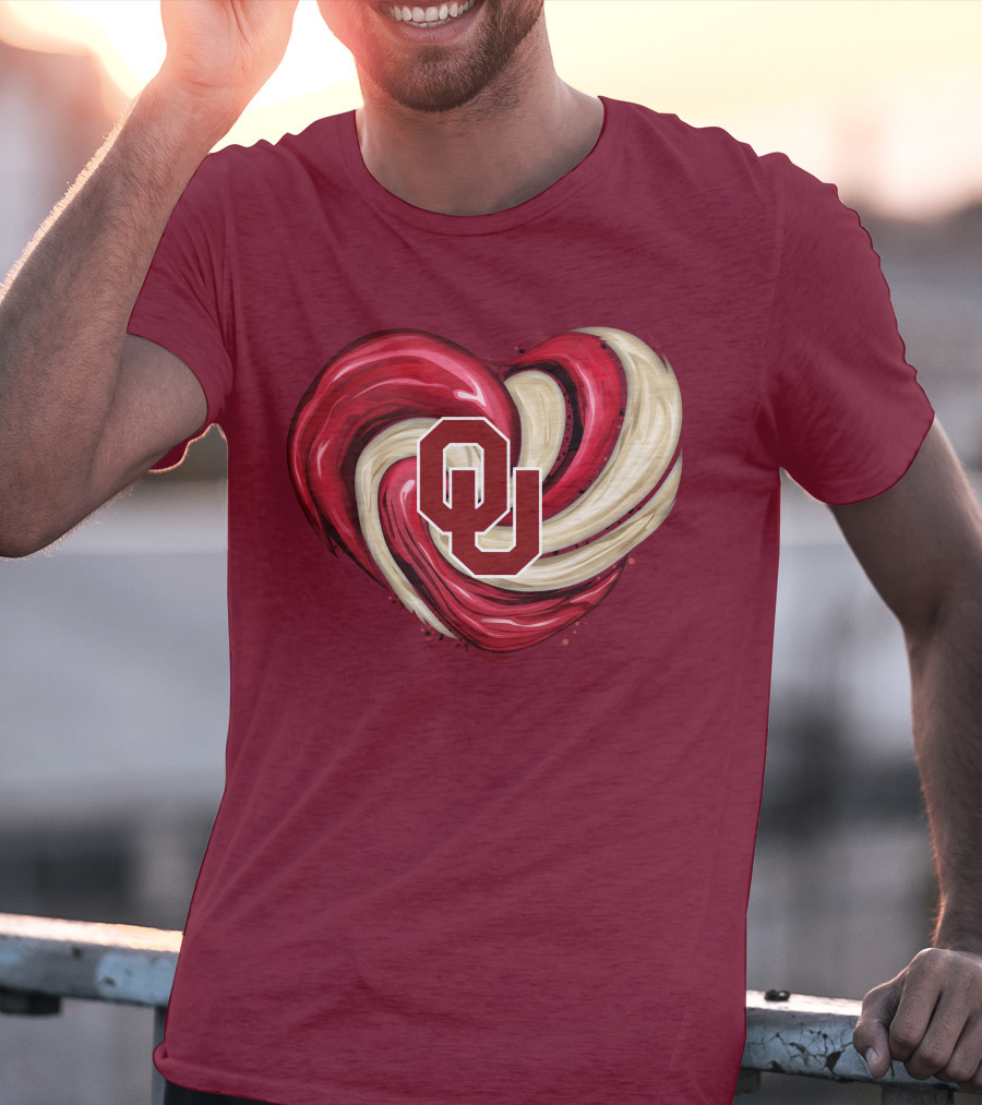 OU Red Gold Heart Tornado T-Shirt