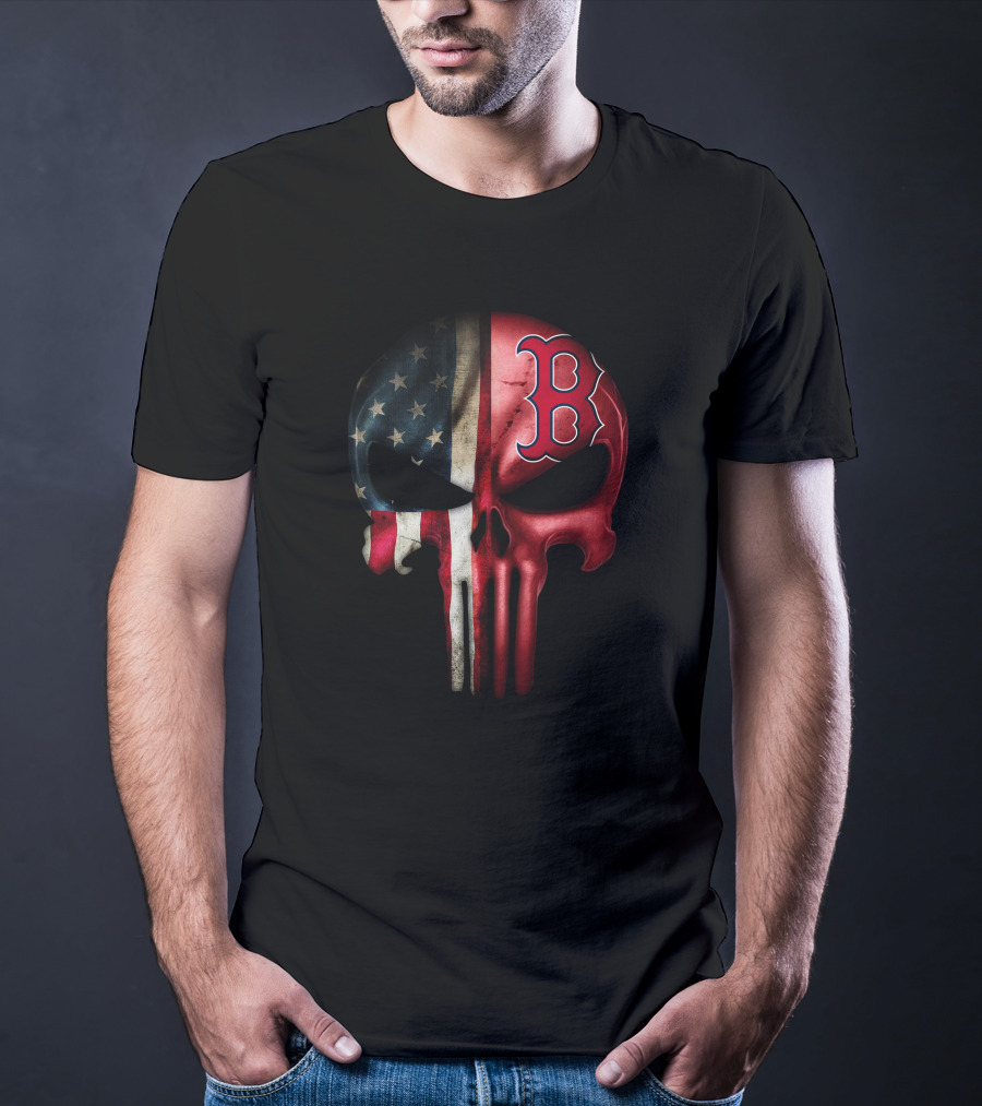 The Punisher Skull American Flag Boston Red Sox T-Shirt