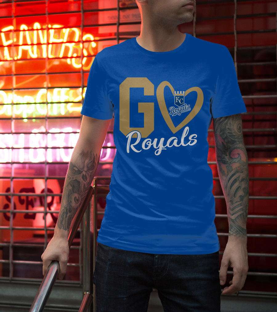 Go Royals KC Heart Crown Logo Royals T-Shirt