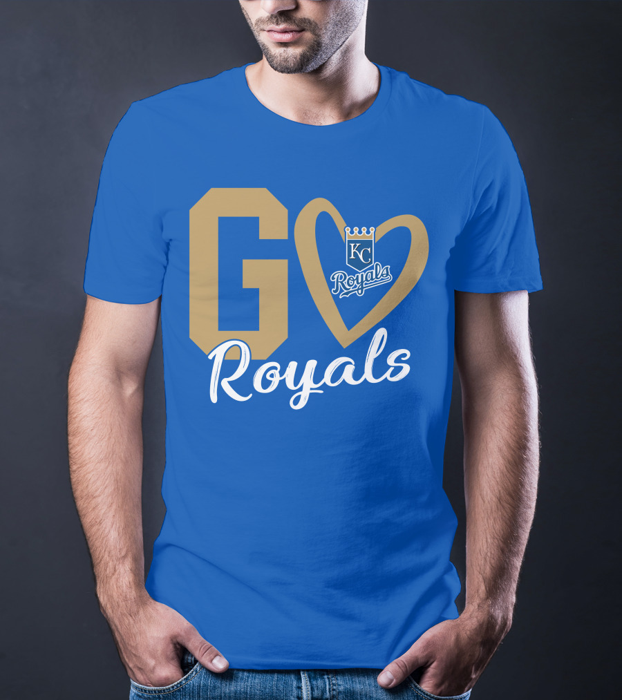 Go Royals KC Heart Crown Logo Royals T-Shirt